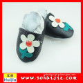 2015 OED design black and white flower moccasins embroidered leather boots girls with baby shoe